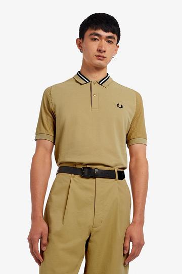 Grey Fred Perry Raglan Sleeve Polo Men's Shirts | PH 1521EBCX